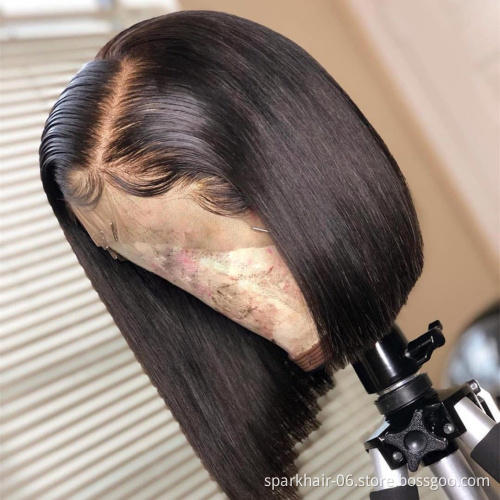Straight Bob Wigs Human Hair Hd Full Lace Front Wig Cheap Peruvian Natural Virgin Human Hair Transparent Lace Frontal Wig Vendor